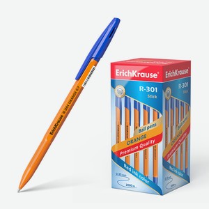 Ручка Erich Krause Orange шариковая R-301 синяя 0.7мм, 50шт Китай