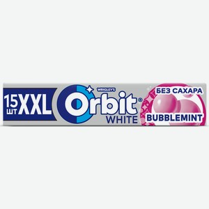 Жевательная резинка Orbit XXL White Bubblemint без сахара драже, 20.4г