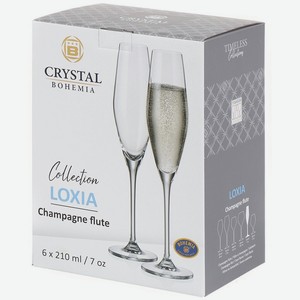 Набор бокалов для шампанского Crystal Bohemia Loxia, 210мл х 6шт Чехия