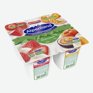 Йогуртный продукт Alpenland клубника-персик-маракуйя 0,3% БЗМЖ 95 г