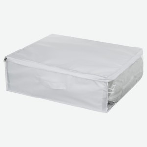 Кофр для подушек и одеял BY Швеция на молнии с прозрачным окном белый, 55х45х19 см