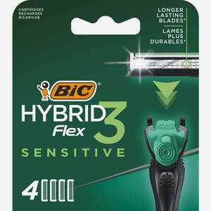 Картриджи для бритвы BIC Flex 3 Hybrid Sensitive 4шт