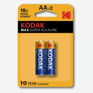 Батарейки Kodak LR6-2BL MAX SUPER Alkaline AA, 2 шт