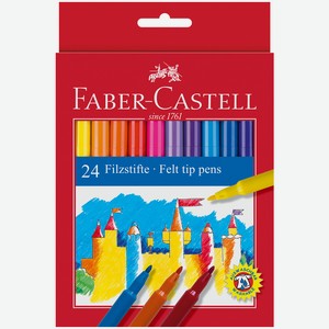 Фломастеры Faber-Castell смываемые трехгранные, 24шт Малазия