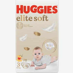 Подгузники Huggies Elite Soft детские одноразовые р. 3 5-9кг, 72шт