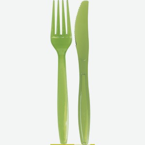Ножи+Вилки пластиковые зеленые 10+10 шт BBQ, 0,12 кг