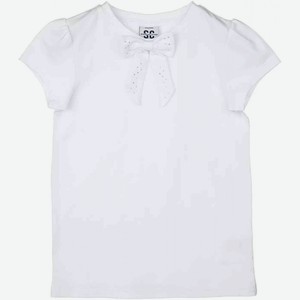 Блузка для девочки Playtoday School с короткими рукавами и бантом цвет: белый, 158 р-р