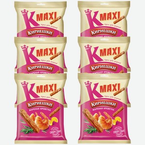 Кириешки Maxi», сухарики со вкусом жареных креветок, 6 пачек по 60 г