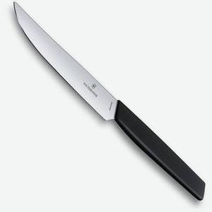 Нож кухонный Victorinox Swiss Modern, столовый, для стейка, 120мм, заточка прямая, стальной, черный [6.9003.12]