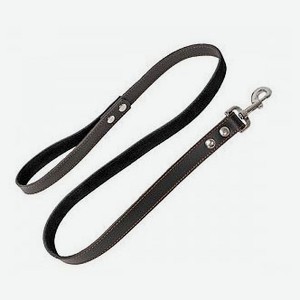 Поводок для собак HOMEPET кожаный простой простроченный черный, 15 ммх120 см