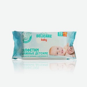 Влажные салфетки Delicare для детей с экстрактом ромашки и витамином Е 80шт