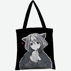 Сумка-шоппер Арт и Дизайн Anime Neko-girl цвет: чёрный/серый, 35×42 см