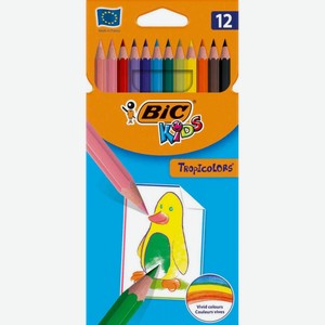 Карандаши цветные Bic Kids Tropicolors ударопрочные, 12 цветов