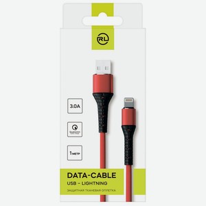 Дата-кабель Red Line USB-Lightning 3А тканевая оплетка