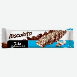 Вафли  Biscolata Tria  c кокосовой начинкой, покрытые молочным шоколадом 100г