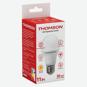 Лампа светодиодная Thomson TH-B2005 11Вт цок.:E27 (упак.:1шт) груша 220B 3000K св.свеч.бел.теп. A