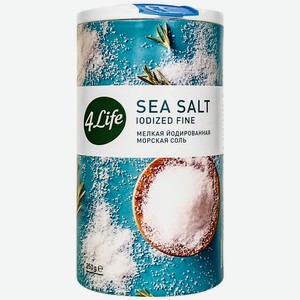 Соль 4 LIFE морская мелкая йодированная в/с, Россия, 250 г