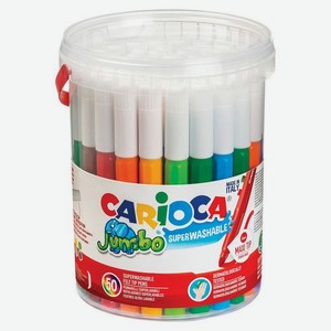 Фломастеры Carioca Jumbo смываемые, 50 цв., банка с ручкой [42312]