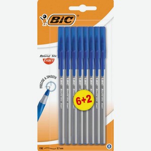 Ручки шариковые Bic Round Stic Exact цвет: синий, 8 шт.