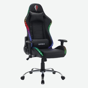 Игровое кресло Brabix Lumen GM-150 RGB, подсветка, две подушки, экокожа, черное (532801)