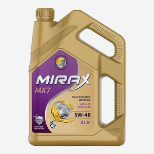 Масло моторное Mirax MX7 SAE 5W-40 API SL/CF, ACEA A3/B4, 4л Россия