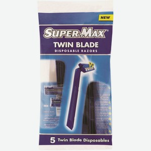 Станки д/бритья мужские одноразовые Super-Max TWIN BLADE с двойным лезвием 5шт