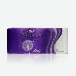 Туалетная бумага Floom Premium 3х-слойная 8шт