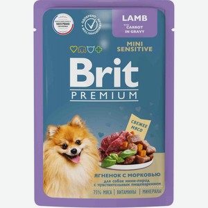 Влажный корм для собак мини-пород Brit Premium Ягненок в морковном соусе, 85 г