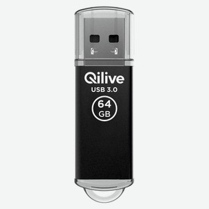 Флешка Qilive USB 3.2 gen 1 с колпачком алюминий черная, 128GB