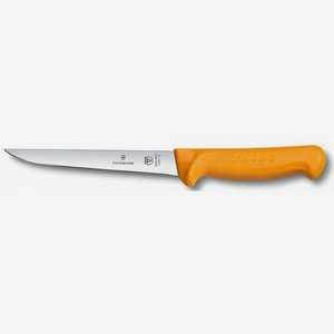 Нож кухонный Victorinox Swibo, обвалочный, для мяса, 180мм, заточка прямая, стальной, оранжевый [5.8401.18]