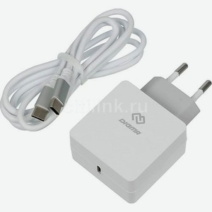 Сетевое зарядное устройство Digma DGPD-18W-WG, USB-C, USB-C, 18Вт, 3A, белый