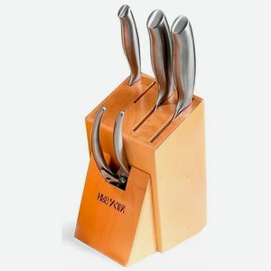 Набор стальных ножей (4 ножа ножницы подставка) Huo Hou 6-Piece Stainless Steel Kitchen Knife Set (HU0014), серебристый