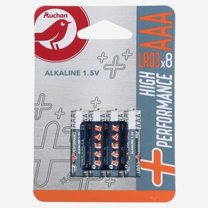 Батарейки АШАН Красная птица Premium алкалиновые AAA LR03, 8 шт