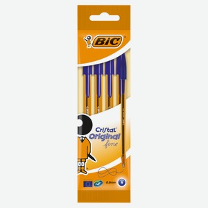 Ручка шариковая BIC Cristal Fine синяя, 4 шт