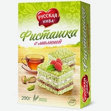 Торт Русская Нива Фисташковый с малиной 290г