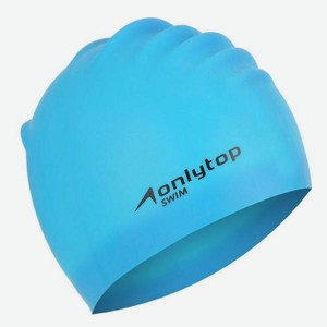 Шапочка для плавания ONLYTOP для длинных волос, силиконовая, 54-60 см, синяя (3867721)