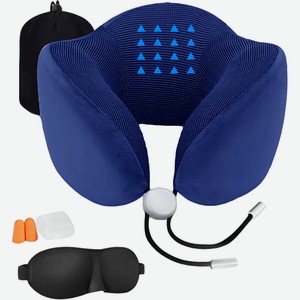 Подушка для путешествий ROADLIKE Travel Kit Pure, с эффектом памяти, синяя (379614)