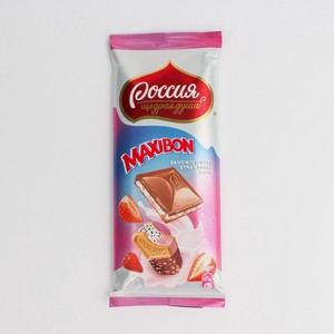 Шоколад молочный РОССИЯ - ЩЕДРАЯ ДУША Maxibon со вкусом клубники, 80 г
