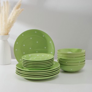 Сервиз столовый  Зеленый горох : 6 тарелок 19 см, 6 тарелок 27 см, 6 мисок 19 см