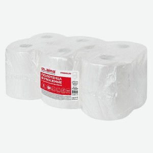 Бумажные полотенца Laima M2 Premium, с центральной вытяжкой, 2-слойные, 150 м х 6 рулонов, белые (112507)