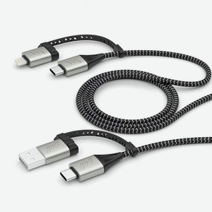 Кабель Lightning Deppa Lightning, USB-C-USB-C, USB-A 1.2м черный (72311)