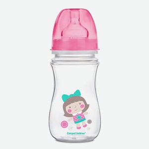 Бутылочка Canpol Babies Easy Start Toys антиколиковая с широким горлышком 240мл Розовая