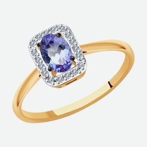 Кольцо SOKOLOV Diamonds из золота с бриллиантами и танзанитом 6014132, размер 17.5