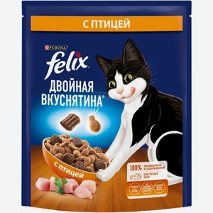Сухой корм для взрослых кошек Felix Двойная вкуснятина с птицей, 200 г