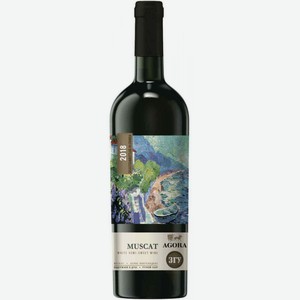 Вино Agora Мускат белое полусладкое 12 % алк., Россия, 0,75 л