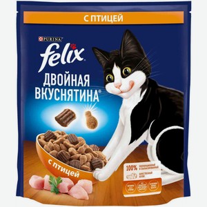 Сухой корм для взрослых кошек Felix Двойная вкуснятина с птицей, 600 г