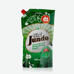 Гель для мытья посуды и детских принадлежностей Jundo   Green tea with mint   с гиалуроновой кислотой 800мл