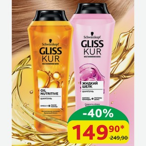 Шампунь Gliss Kur Oil Nutritive/Для длинных секущихся волос; Жидкий шёлк, 250 мл