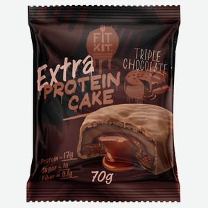 Кейк протеиновый Fitkit Protein Cake Extra тройной шоколад, 70 г