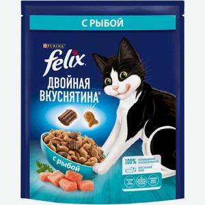 Сухой корм для взрослых кошек Felix Двойная вкуснятина с рыбой, 200 г